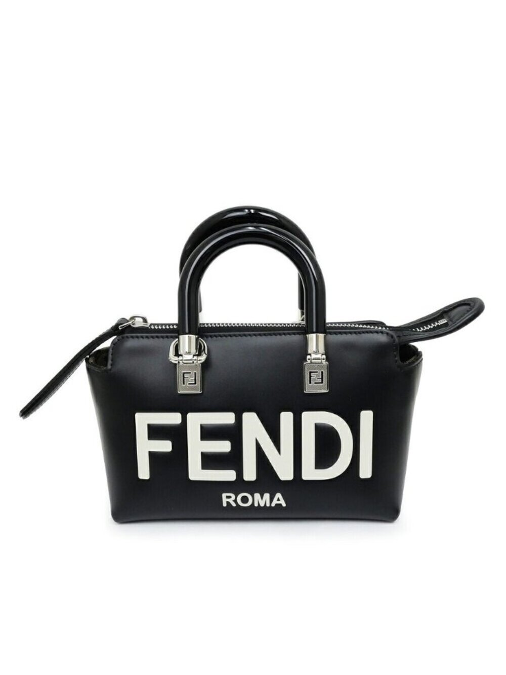 Fendi Mini by the Way Handle Bit Nero Black White Leather Shoulder Bag